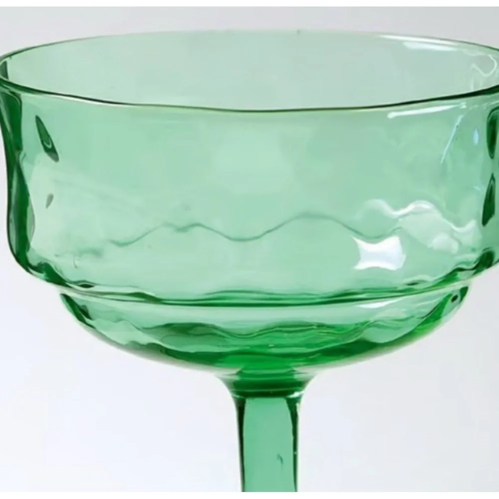 Tiffin Uranium Glass Champagne Coupe Pair Green UV Glow Vintage 1920s